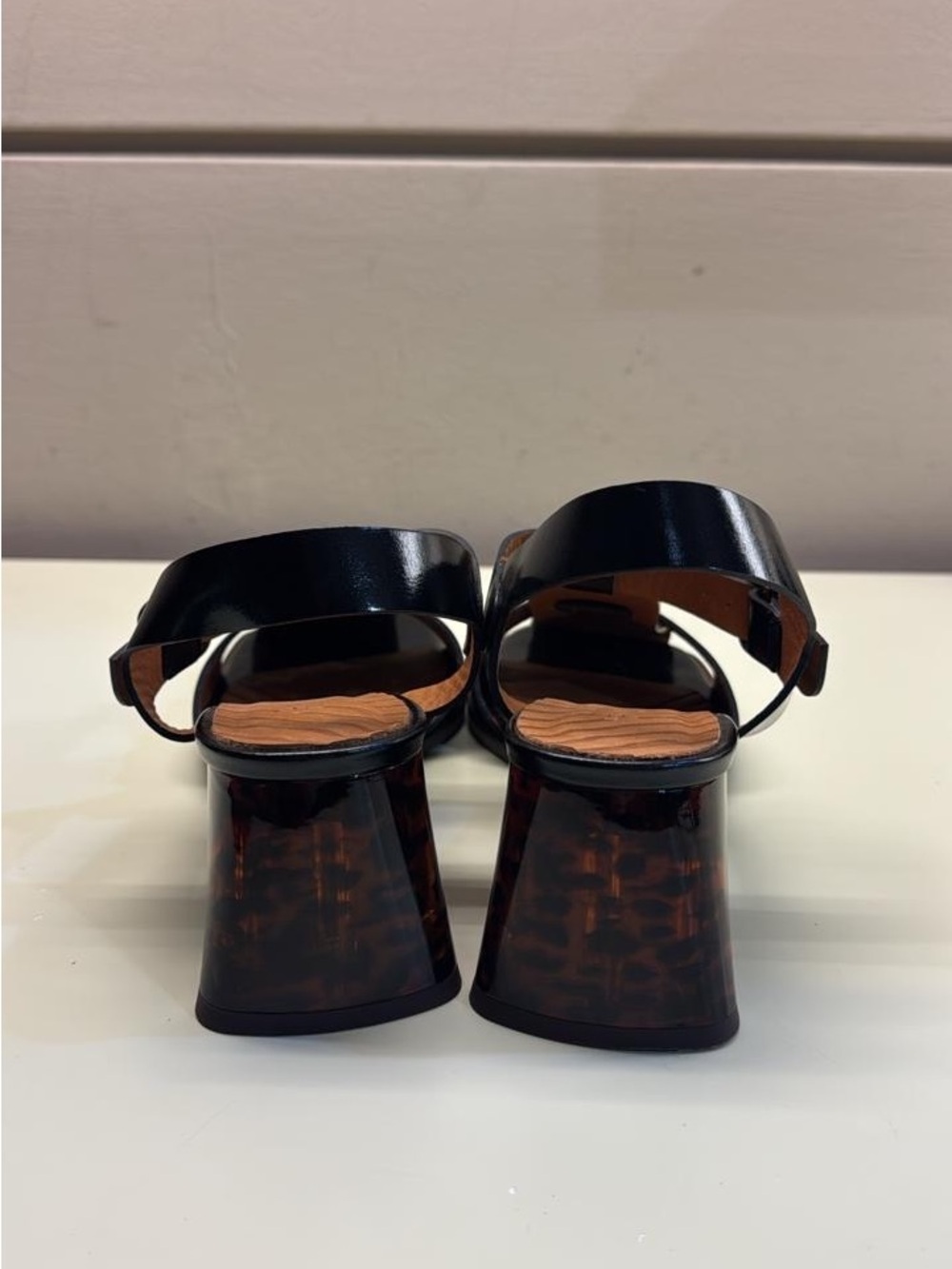 Chie Mihara Black Patent Leather Square-Toe Strappy Sandals - Picture 3 of 5